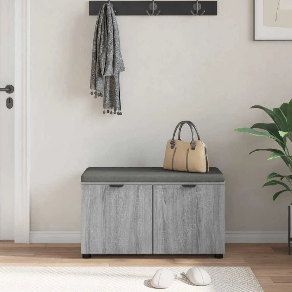 Koridoriaus suolas su pagalve Pilka Sonoma 80 x 38 x 46 cm