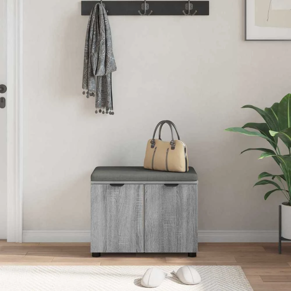 Koridoriaus suolas su pagalve Pilka Sonoma 60 x 38 x 46 cm