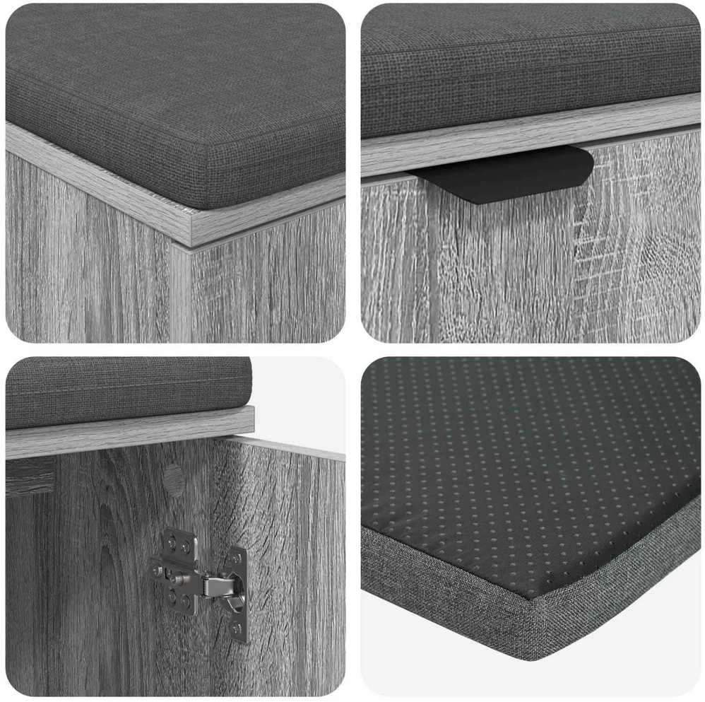 Koridoriaus suolas su pagalve Pilka Sonoma 80 x 38 x 46 cm