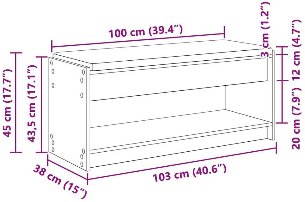 Koridoriaus suolas Senas medis 103 x 38 x 45 cm