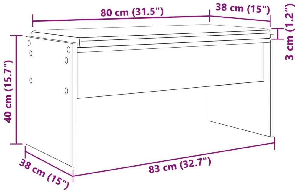 Koridoriaus suolas su pagalve Senas medis 83 x 38 x 40 cm