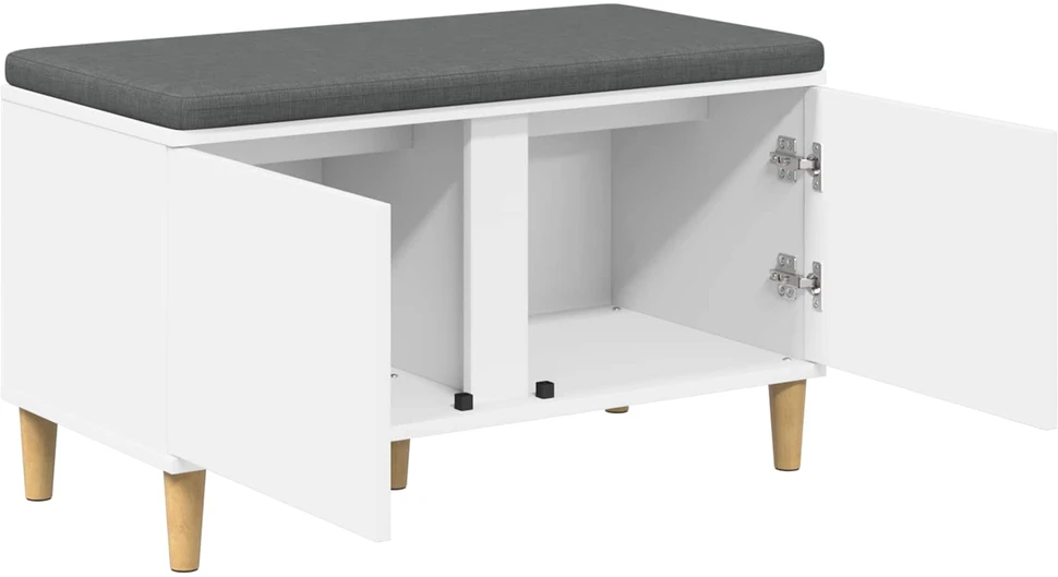 Koridoriaus suolas su pagalve su durimis Baltas 80 x 38 x 46 cm