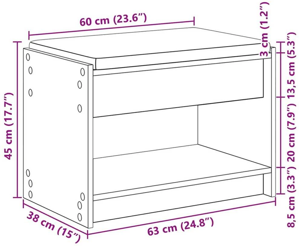 Koridoriaus suolas Baltas 63 x 38 x 45 cm