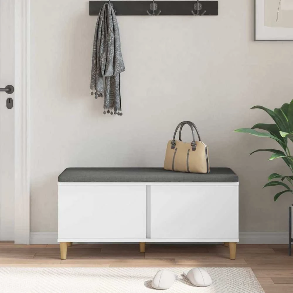 Koridoriaus suolas su pagalve Baltas 100 x 38 x 46 cm