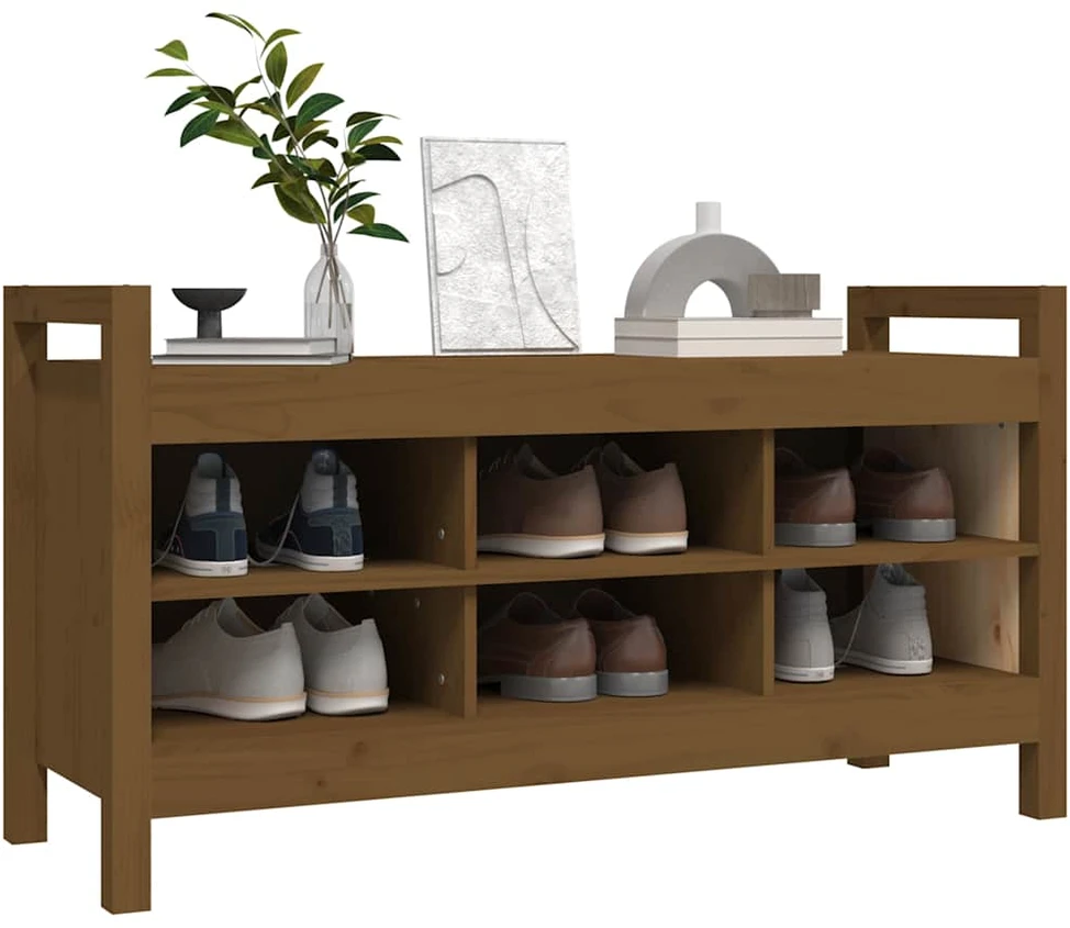 Koridoriaus suoliukas, medaus rudas, 110x40x60cm, pušis