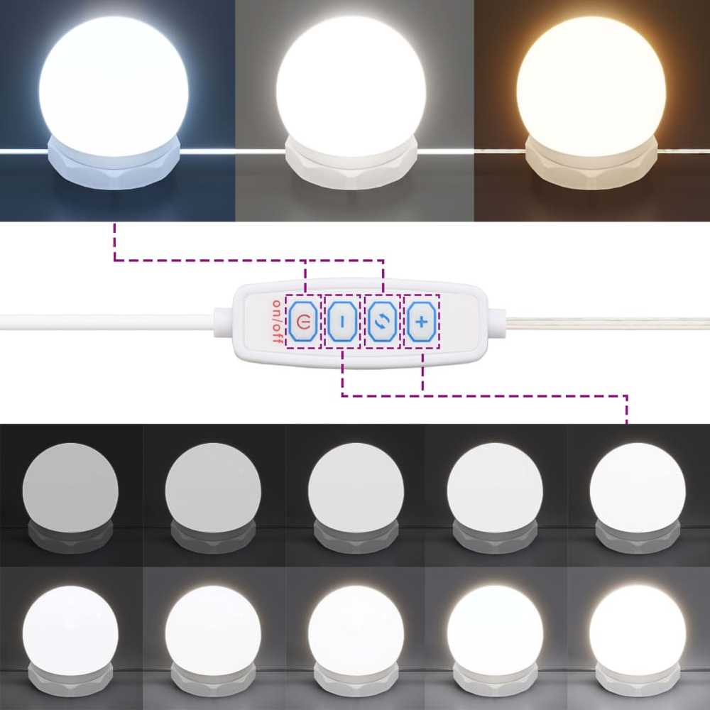 Kosmetinio staliuko komplektas su LED, ąžuolo, apdirbta mediena