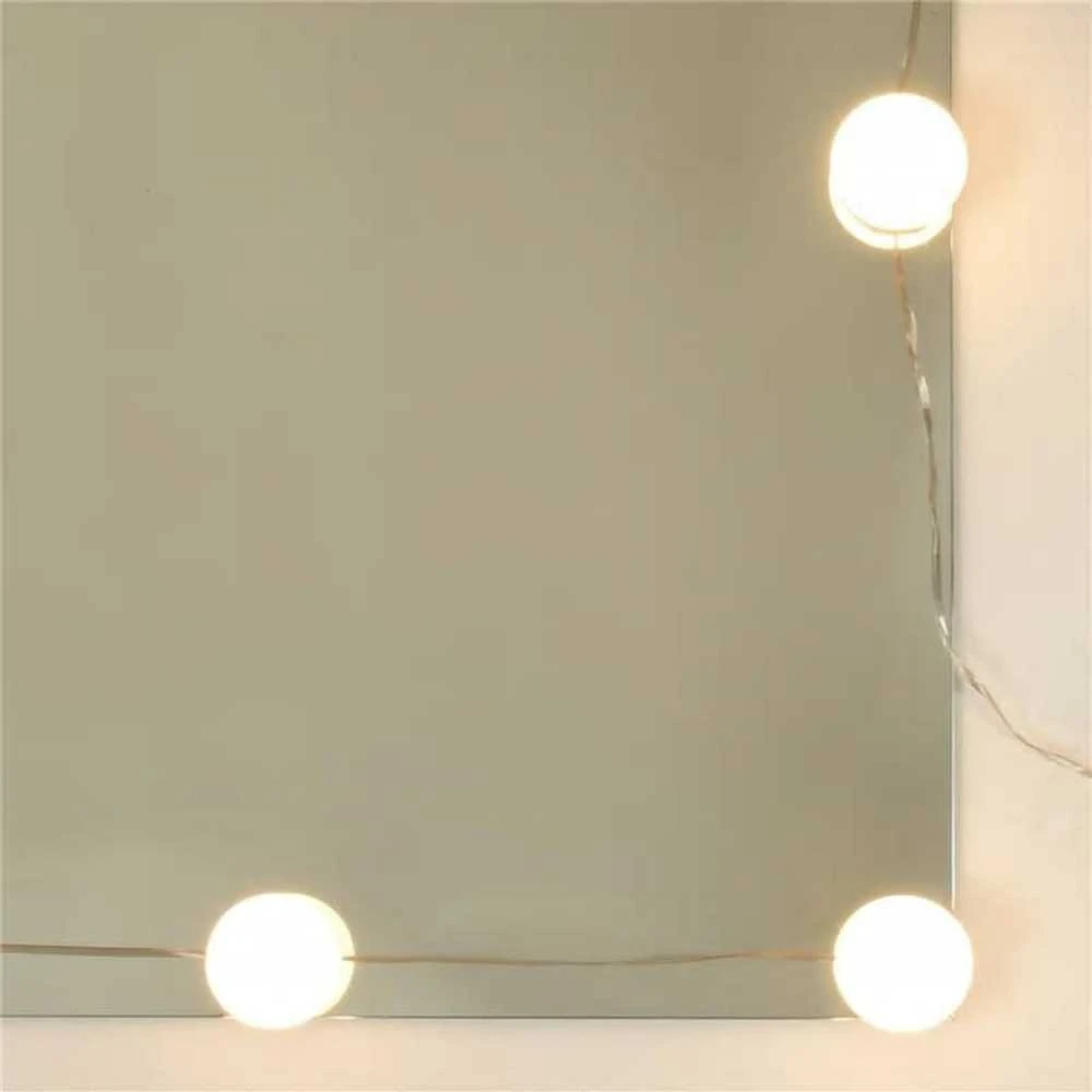 Kosmetinio staliuko komplektas su LED, baltas, apdirbta mediena