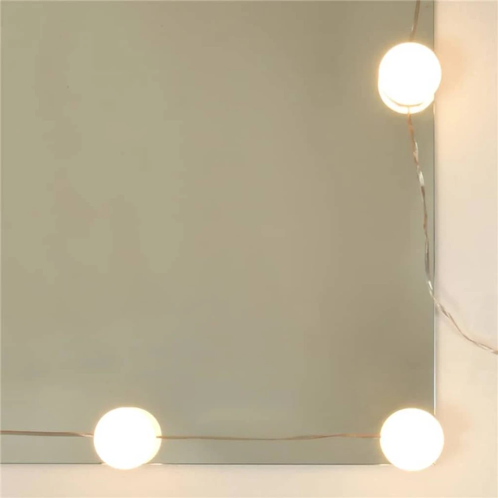 Kosmetinio staliuko su LED komplektas, juodas, apdirbta mediena