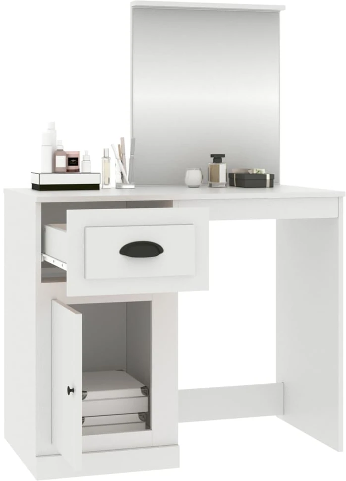 Kosmetinis staliukas, baltas, 90x50x132,5cm, mediena