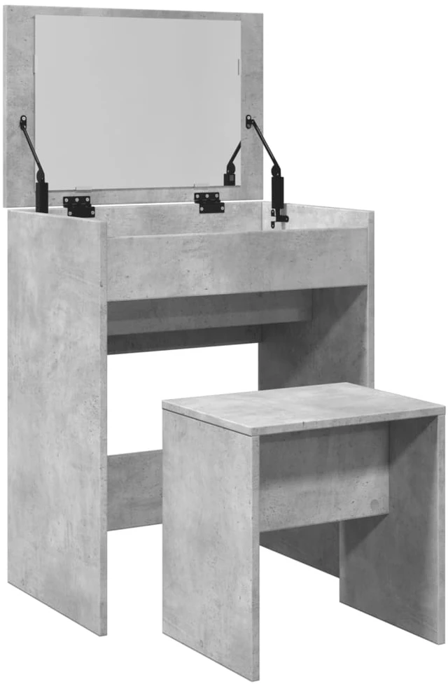 Kosmetinis staliukas ir taburetė, betono pilki, 60x40x113,5cm
