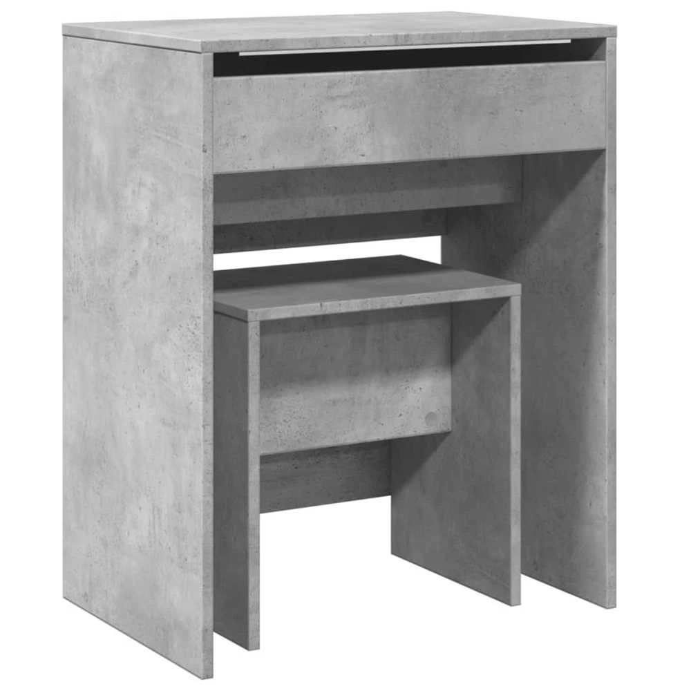 Kosmetinis staliukas ir taburetė, betono pilki, 60x40x113,5cm