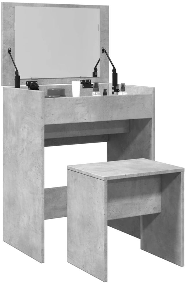 Kosmetinis staliukas ir taburetė, betono pilki, 60x40x113,5cm