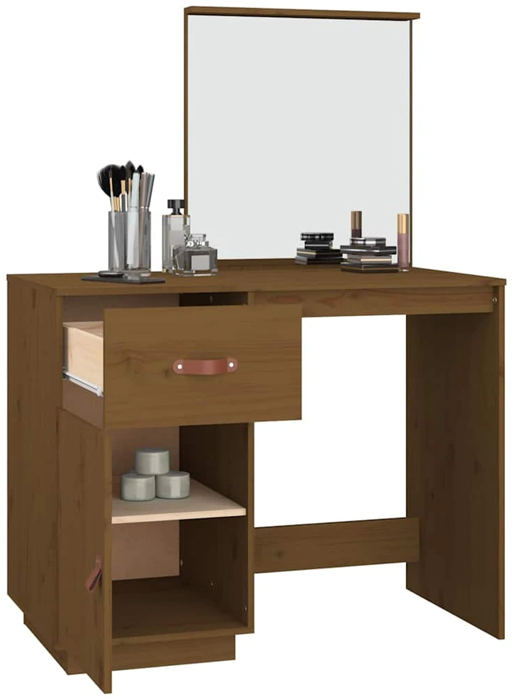 Kosmetinis staliukas, medaus rudas, 95x50x134cm, pušies masyvas
