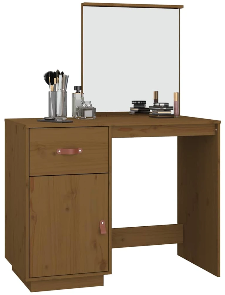 Kosmetinis staliukas, medaus rudas, 95x50x134cm, pušies masyvas