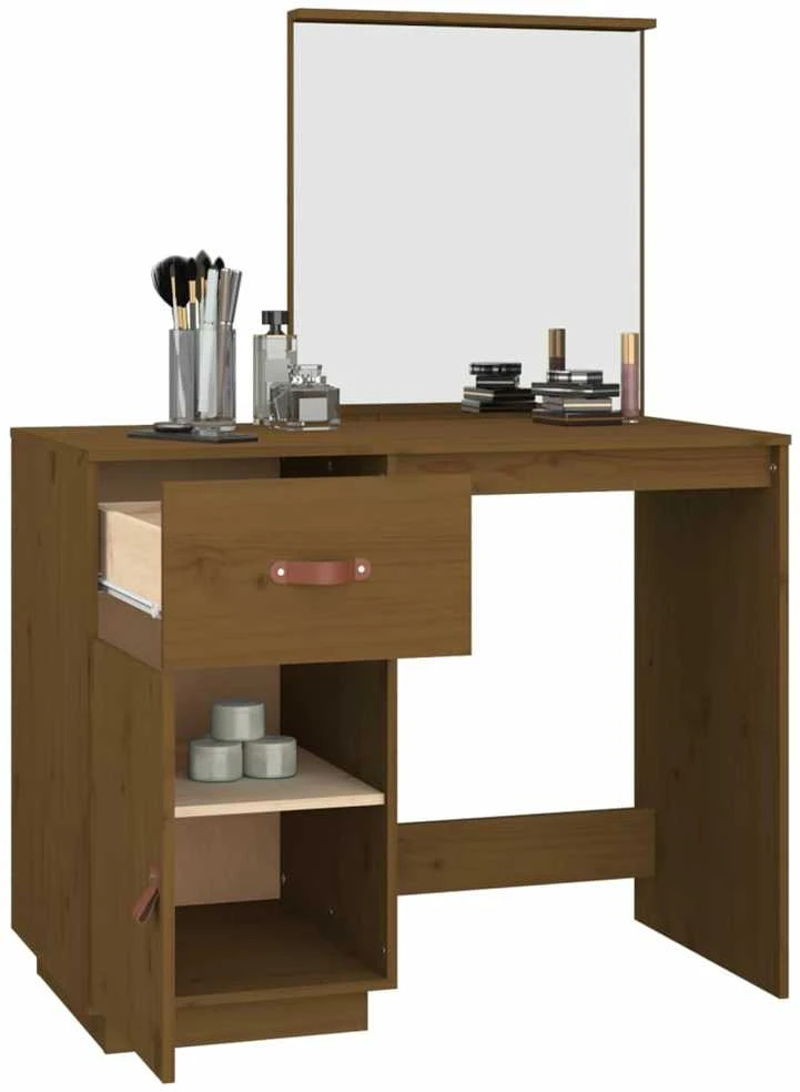 Kosmetinis staliukas, medaus rudas, 95x50x134cm, pušies masyvas
