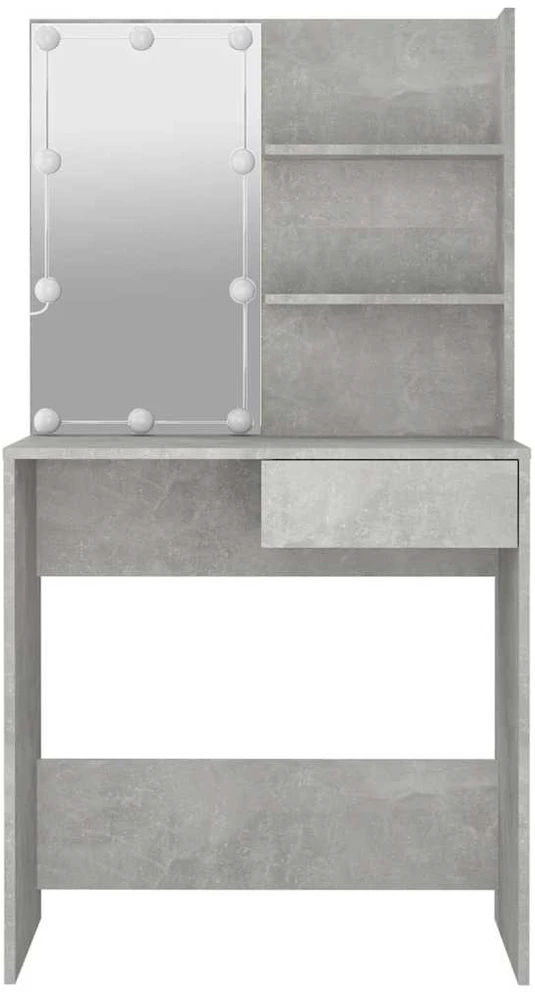 Kosmetinis staliukas su LED apšvietimu, pilkas, 74,5x40x141cm