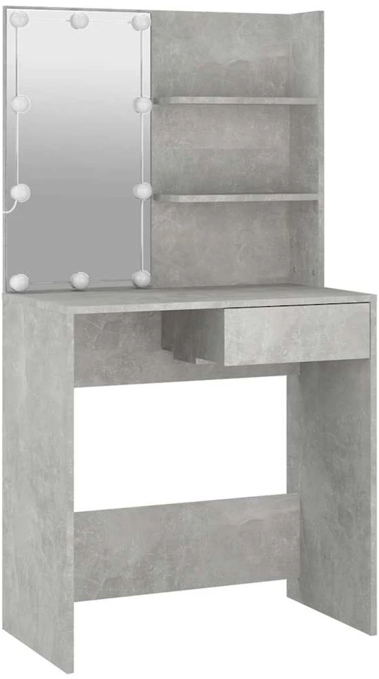 Kosmetinis staliukas su LED apšvietimu, pilkas, 74,5x40x141cm