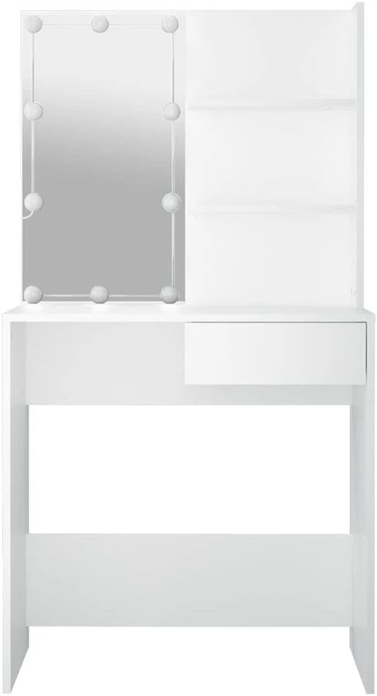 Kosmetinis staliukas su LED apšvietimu, baltas, 74,5x40x141cm