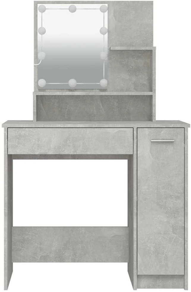 Kosmetinis staliukas su LED apšvietimu, pilkas, 86,5x35x136cm