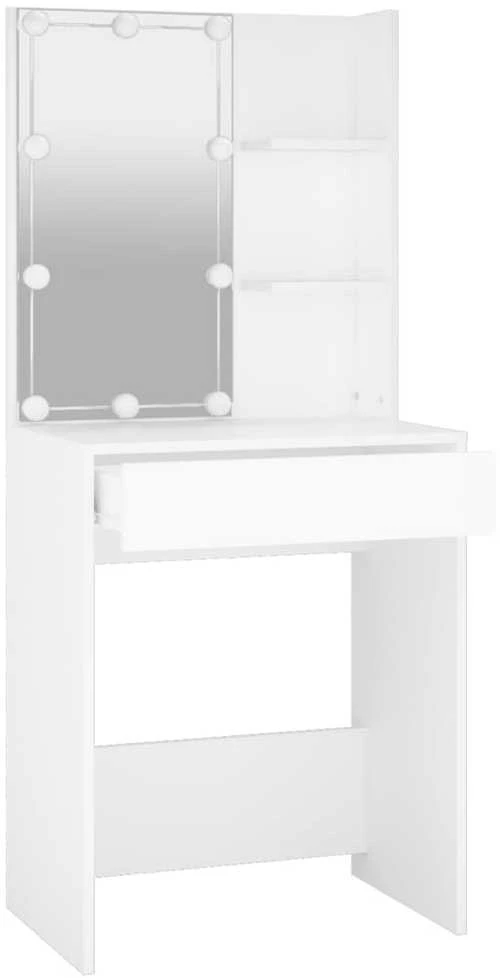 Kosmetinis staliukas su LED apšvietimu, baltas, 60x40x140cm