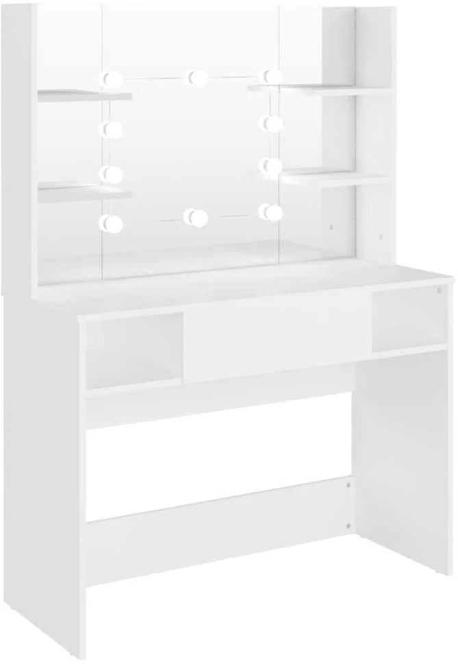 Kosmetinis staliukas su LED, baltas, 100x40x135cm, MDF