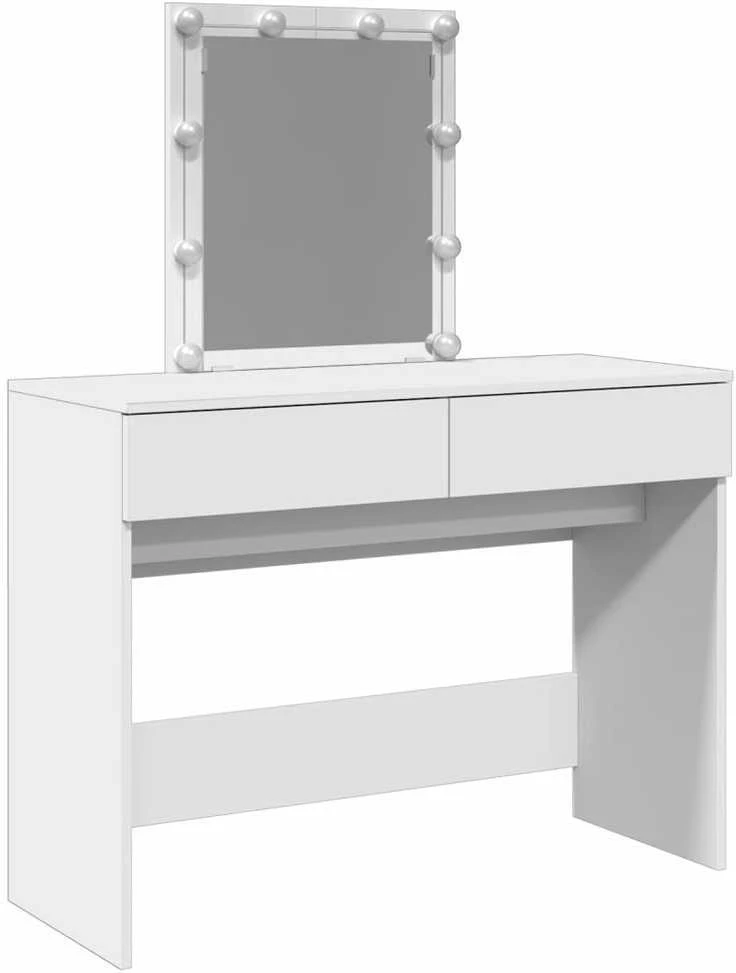 Kosmetinis staliukas su LED, baltos spalvos, 100x40x130cm