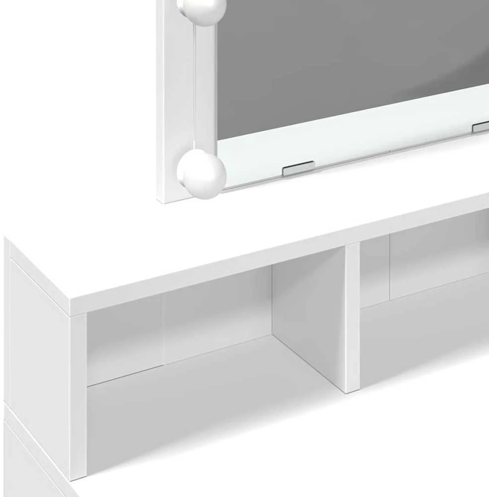 Kosmetinis staliukas su LED, baltos spalvos, 80x41x144,5cm
