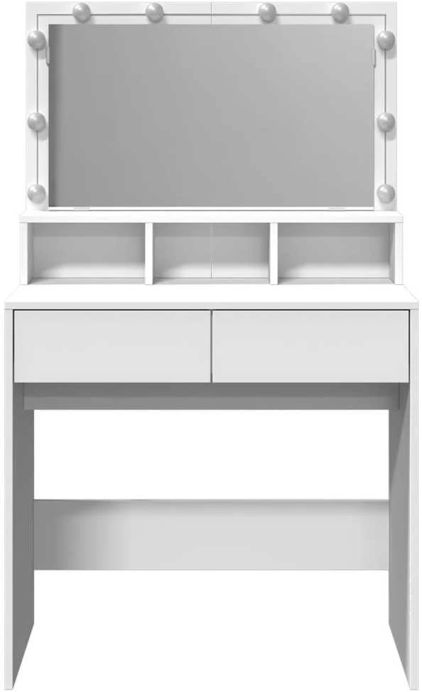 Kosmetinis staliukas su LED, baltos spalvos, 80x41x134,5cm