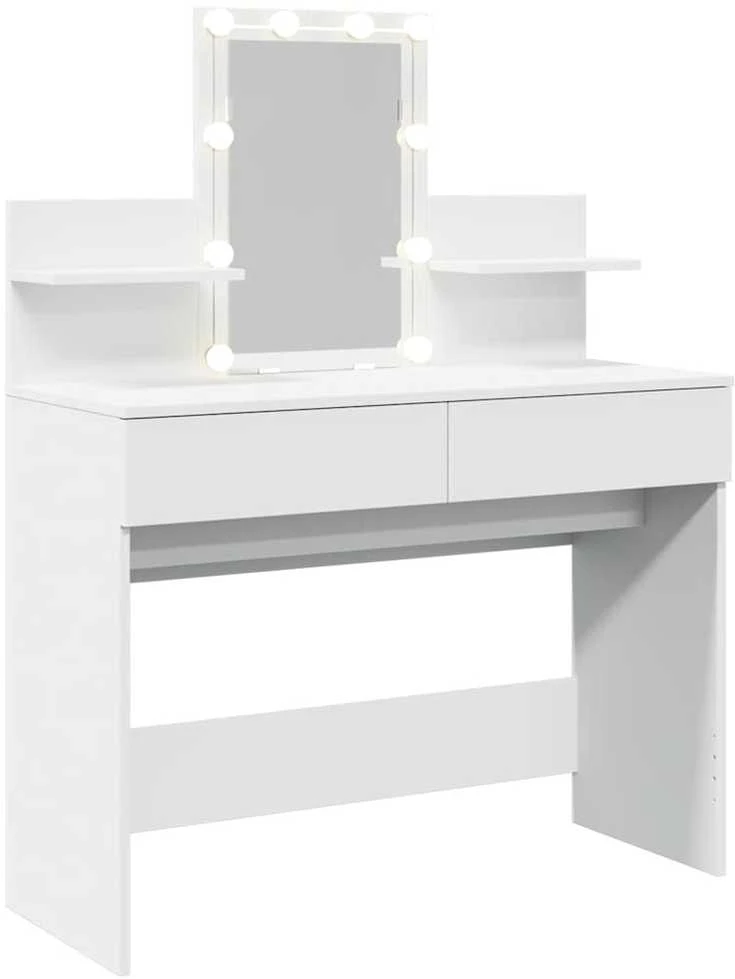 Kosmetinis staliukas su LED, baltos spalvos, 100x40x130cm