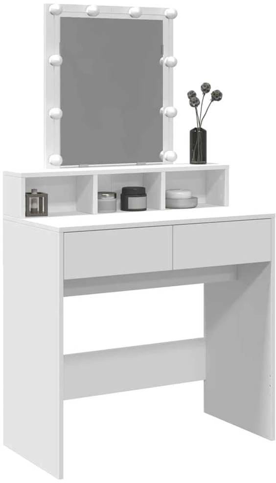 Kosmetinis staliukas su LED, baltos spalvos, 80x41x144,5cm