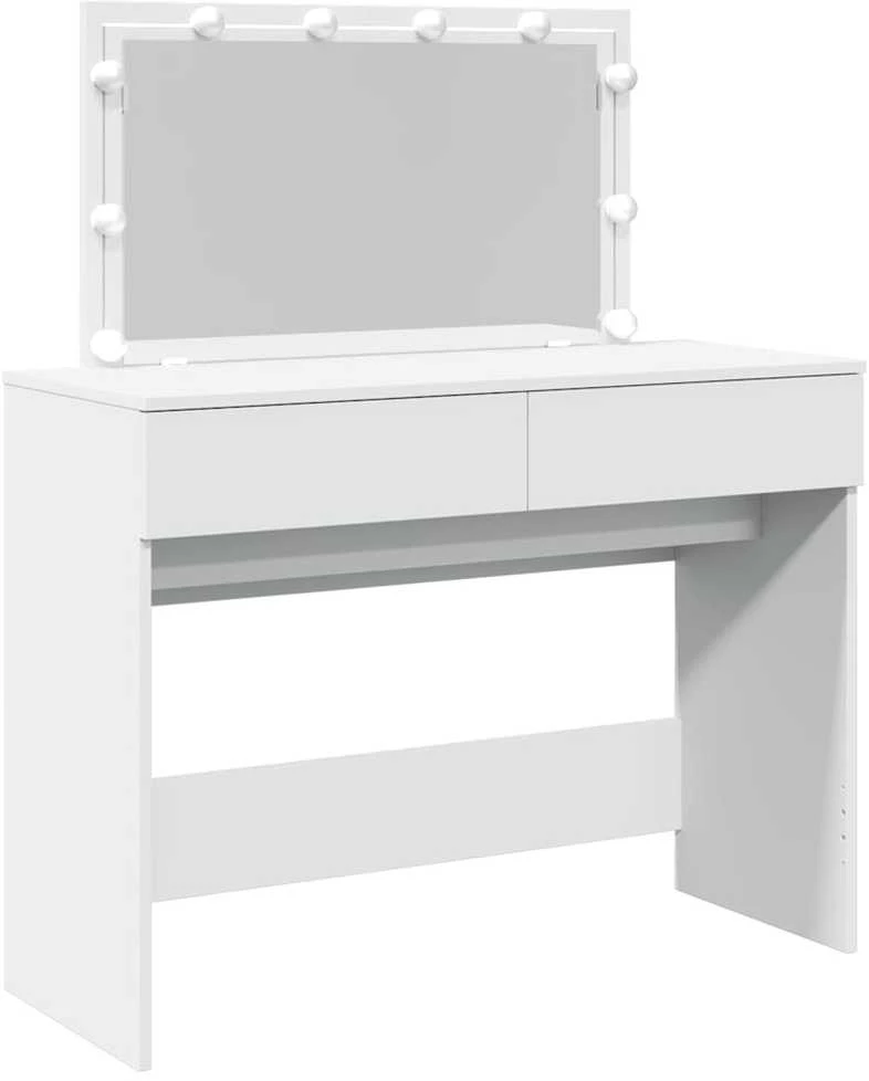 Kosmetinis staliukas su LED, baltos spalvos, 100x40x120cm
