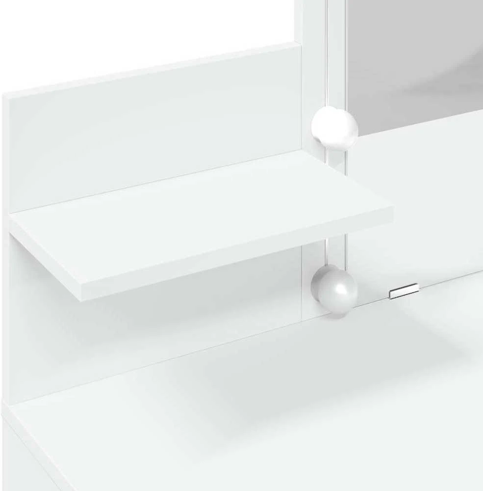 Kosmetinis staliukas su LED, baltos spalvos, 100x40x130cm