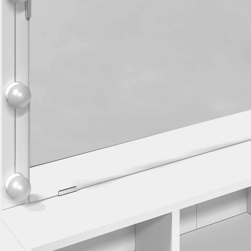 Kosmetinis staliukas su LED, baltos spalvos, 80x41x134,5cm