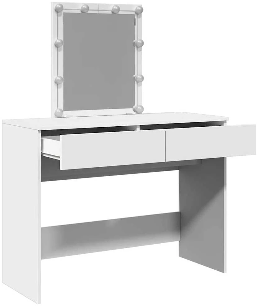 Kosmetinis staliukas su LED, baltos spalvos, 100x40x130cm