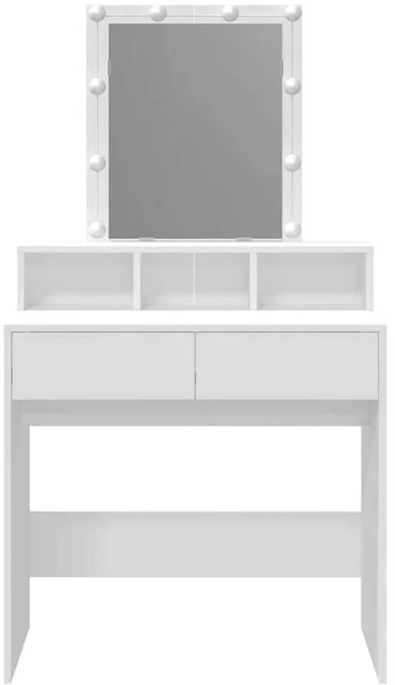 Kosmetinis staliukas su LED, baltos spalvos, 80x41x144,5cm