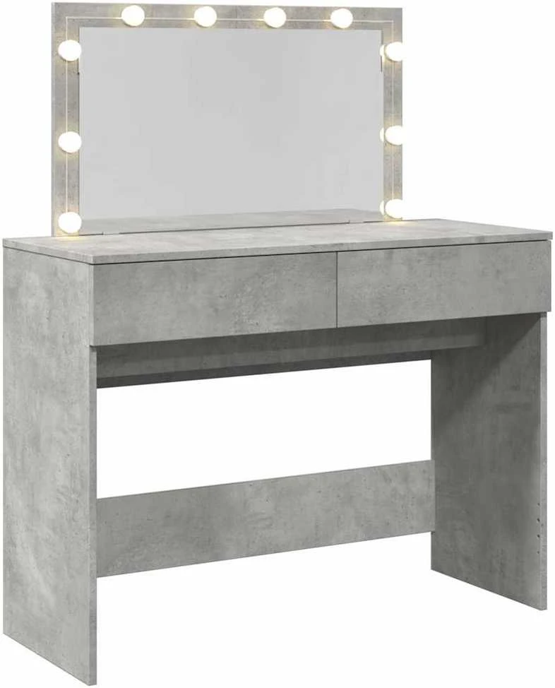 Kosmetinis staliukas su LED, betono pilkas, 100x40x120cm