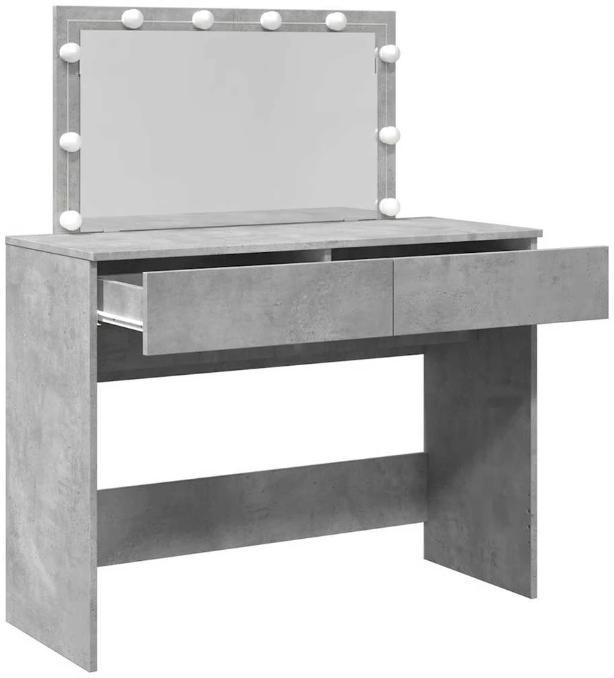 Kosmetinis staliukas su LED, betono pilkas, 100x40x120cm