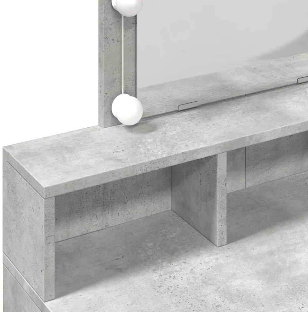 Kosmetinis staliukas su LED, betono pilkas, 80x41x144,5cm