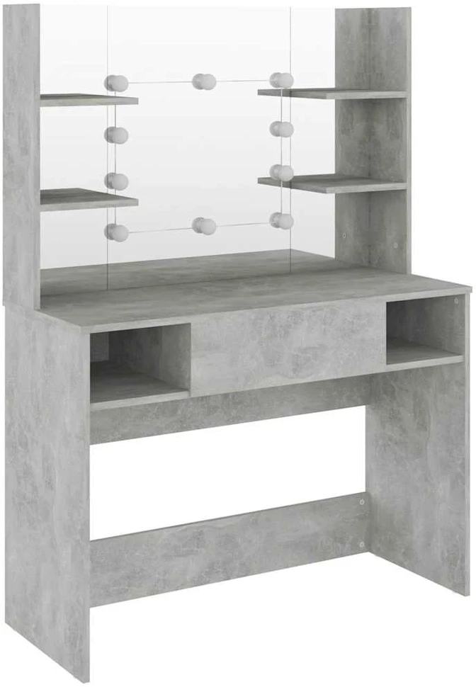 Kosmetinis staliukas su LED, betono pilkas, 100x40x135cm, MDF