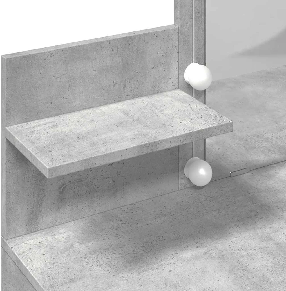 Kosmetinis staliukas su LED, betono pilkas, 100x40x130cm