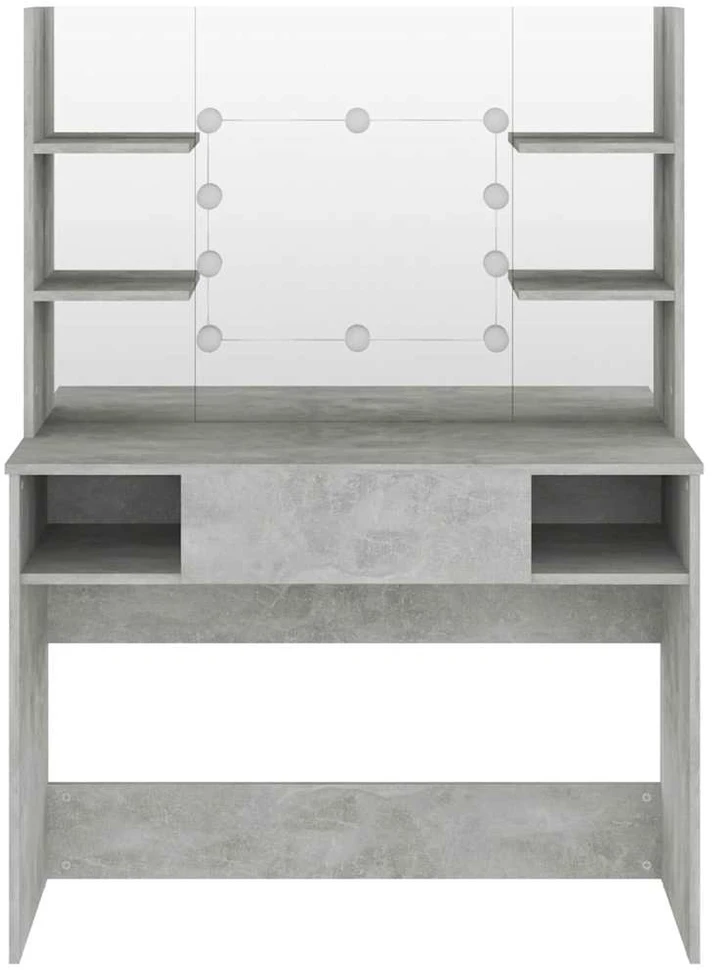 Kosmetinis staliukas su LED, betono pilkas, 100x40x135cm, MDF