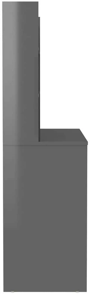 Kosmetinis staliukas su LED, blizgus pilkas, 100x40x135cm, MDF