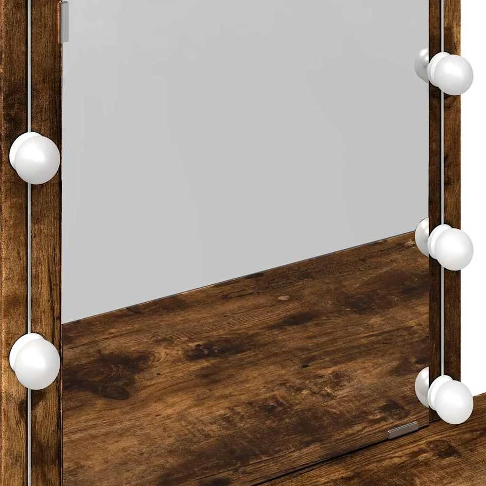 Kosmetinis staliukas su LED, dūminio ąžuolo, 100x40x130cm