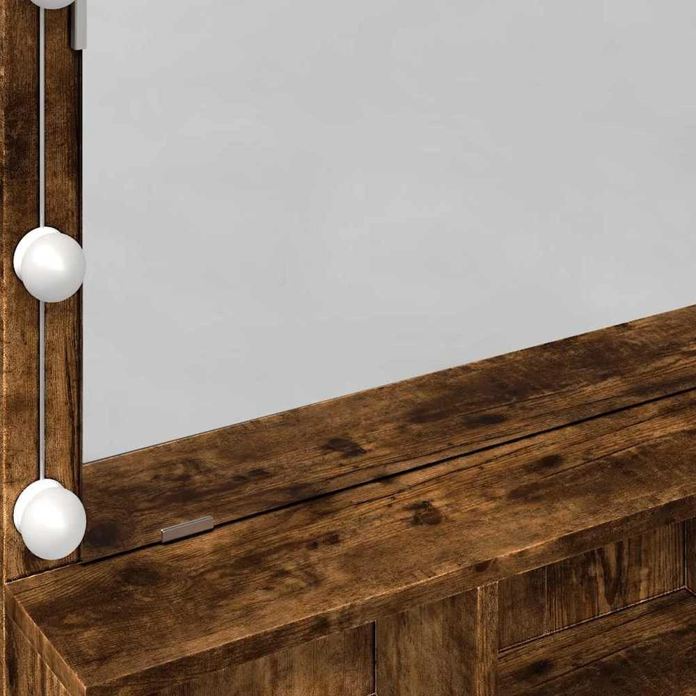 Kosmetinis staliukas su LED, dūminio ąžuolo, 80x41x134,5cm