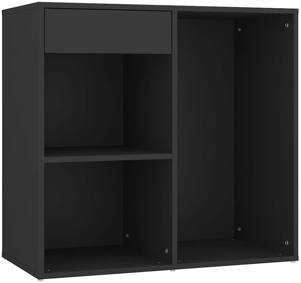 Kosmetinis staliukas su LED ir spintele, juodas, mediena