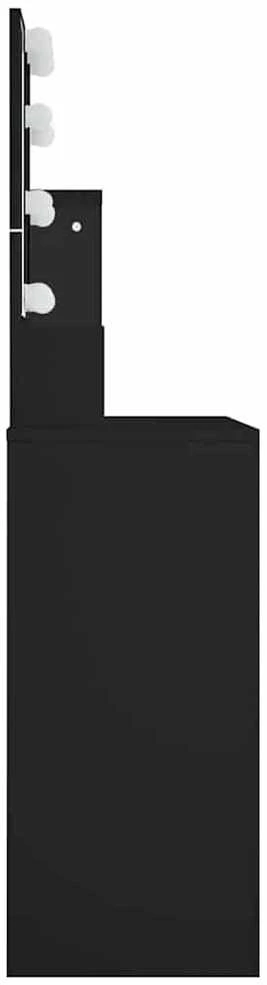 Kosmetinis staliukas su LED, juodas, 86,5x35x136cm