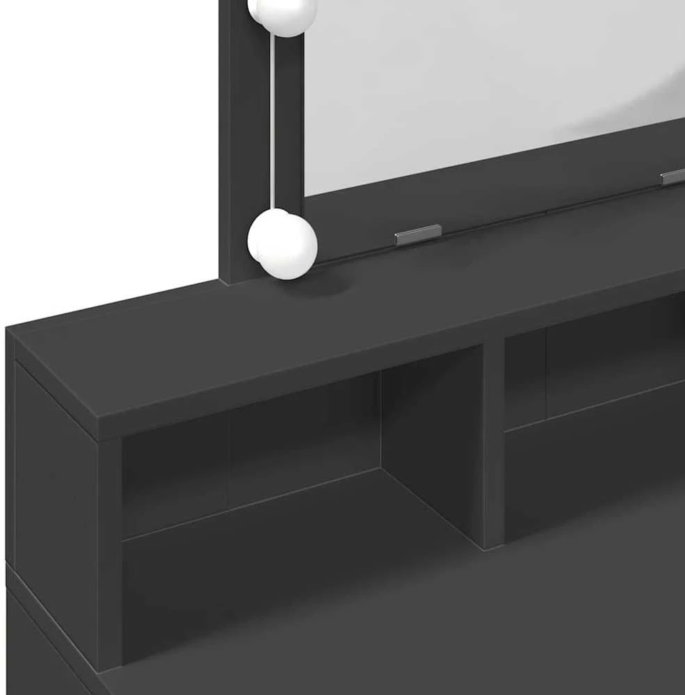 Kosmetinis staliukas su LED, juodos spalvos, 80x41x144,5cm