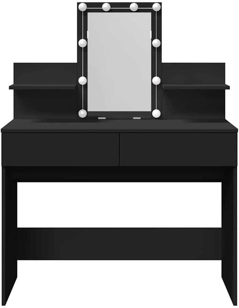 Kosmetinis staliukas su LED, juodos spalvos, 100x40x130cm
