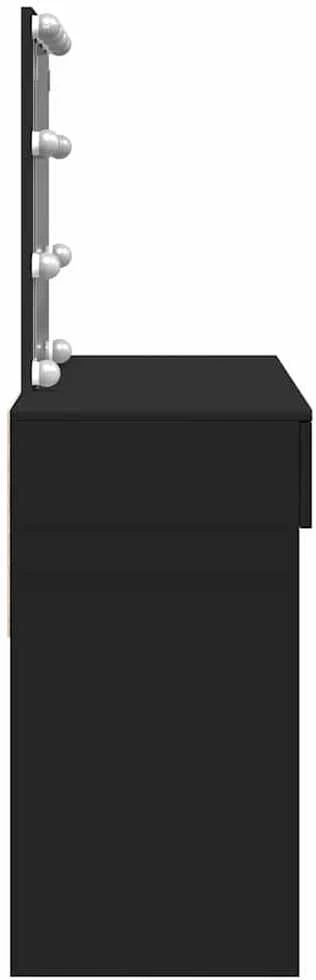Kosmetinis staliukas su LED, juodos spalvos, 100x40x130cm