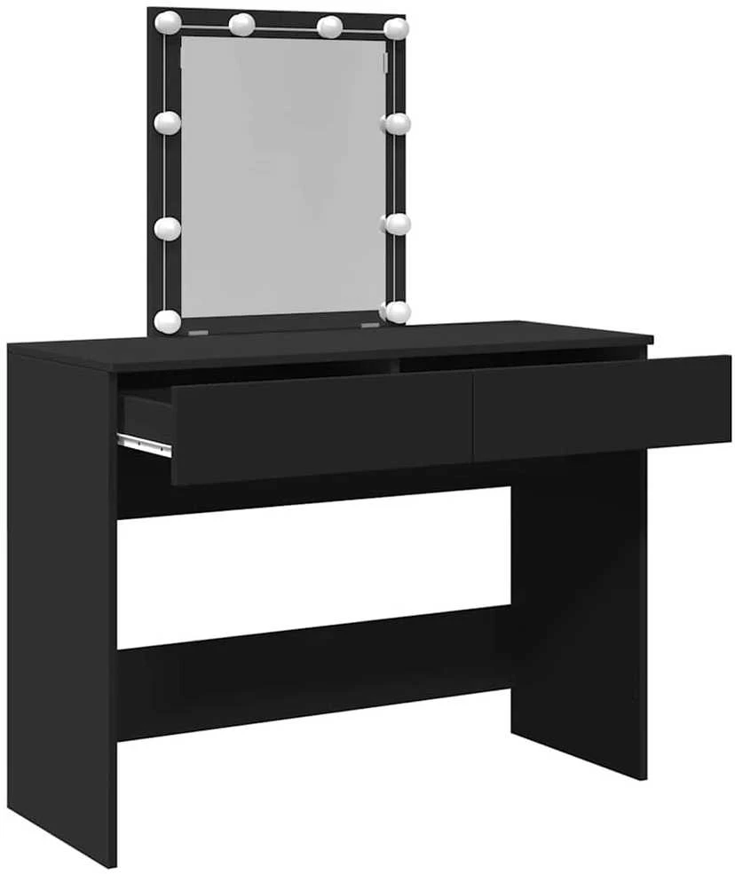 Kosmetinis staliukas su LED, juodos spalvos, 100x40x130cm